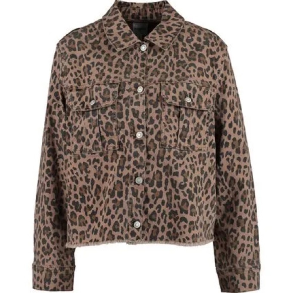 Kensie Leopard Denim Jacket